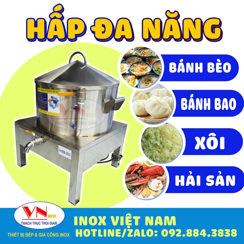 Nồi hấp bánh bèo bằng điện đa năng sử dụng tiết kiệm chi phí, nhân công, tăng doanh thu trong hoạt động nhà hàng hoặc bắt đầu khởi nghiệp