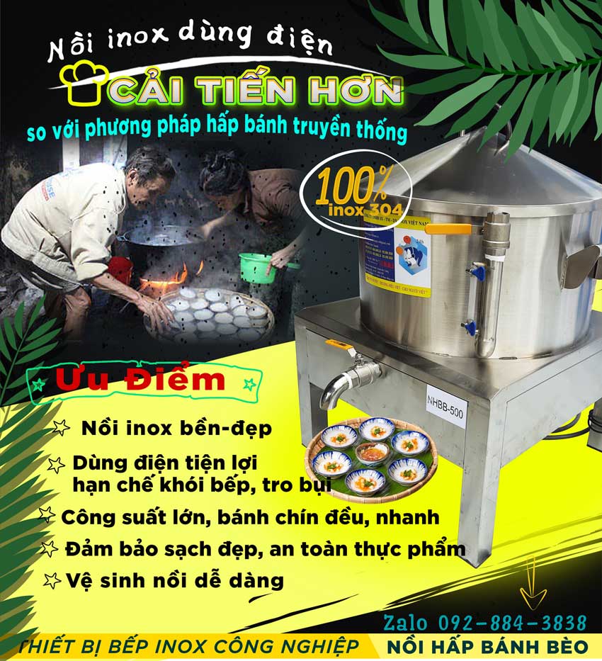 Nồi inox hấp bánh bèo chén xoáy dùng điện giá tốt tại xưởng sản xuất Inox Việt Nam