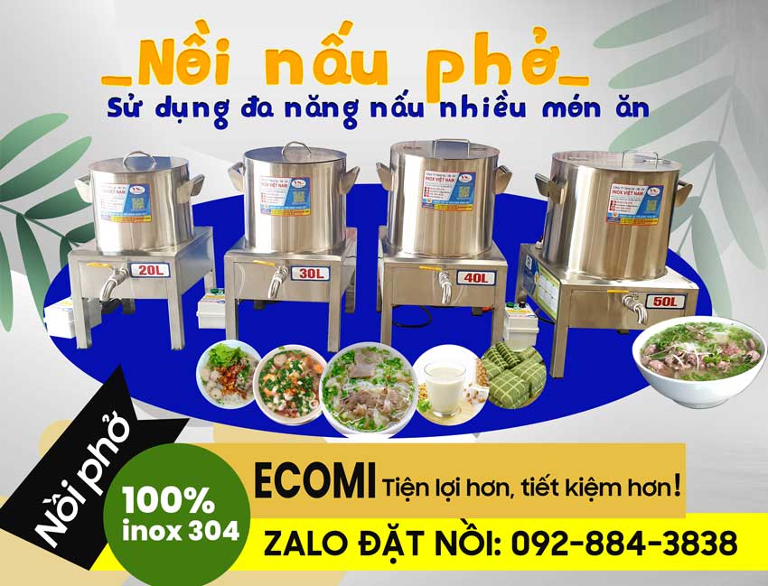 Đây là mẫu nồi nấu phở bằng điện đa năng ecomi tại Inox Việt Nam