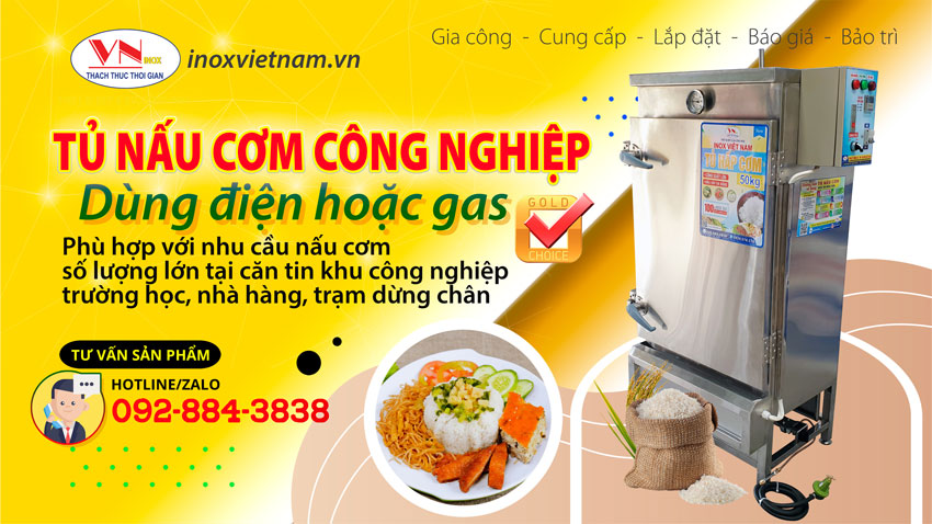 Mẫu tủ hấp bánh bao công nghiệp dùng điện hoặc gas giá tốt tại Inox Việt Nam