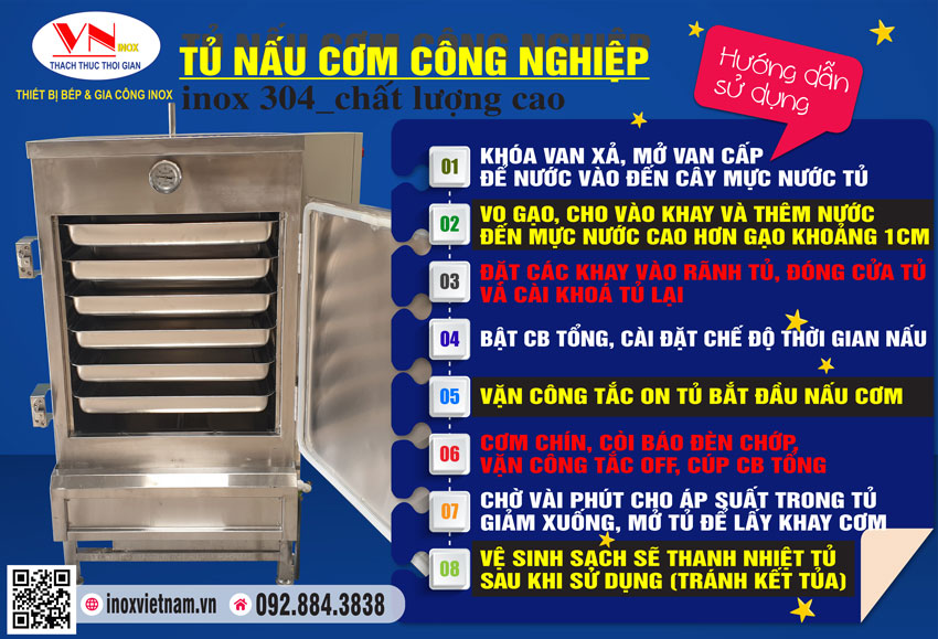 Tủ hấp bánh bao công nghiệp giá bao nhiêu. Hãy liên hệ Inox Việt Nam để được tư vấn báo giá cụ thể cho từng loại tủ có số khay hấp khác nhau nhé!