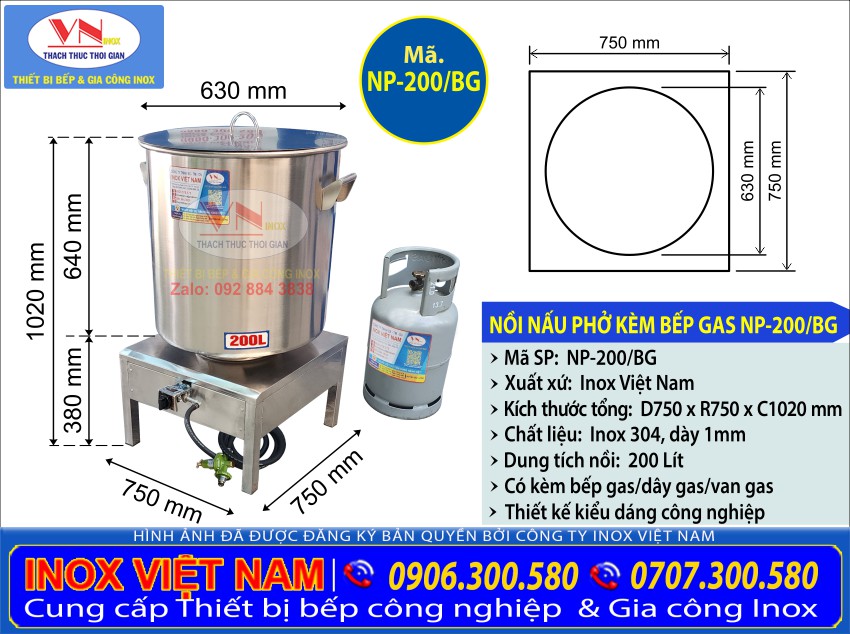 Nồi nấu phở bằng bếp gas công nghiệp giá tốt