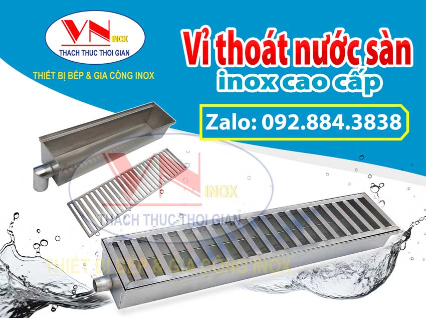 Rảnh thoát nước dưới sàn nhà bếp bằng inox 304