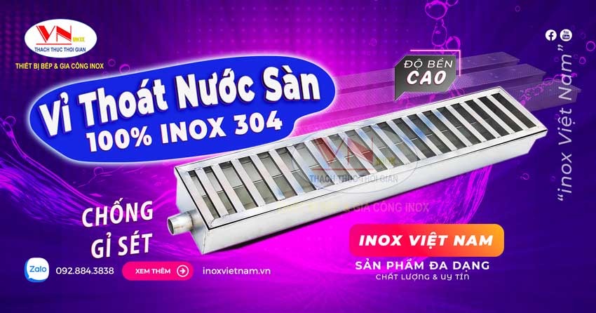 Vỉ thoát sàn nhà bếp bằng inox 304