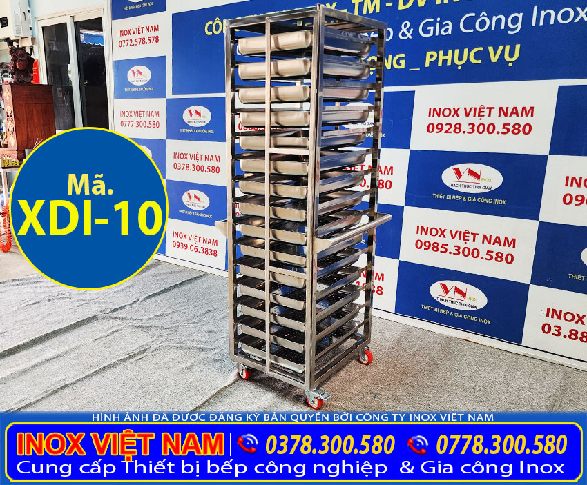 Xe inox đẩy thức ăn 15 khay giá tốt