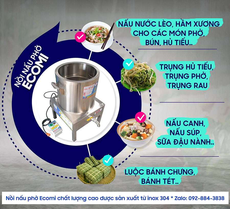 Nồi nấu phở bằng điện đa năng ecomi giá tốt chất lượng bền đang làm mưa làm gió từ nhiều năm qua.