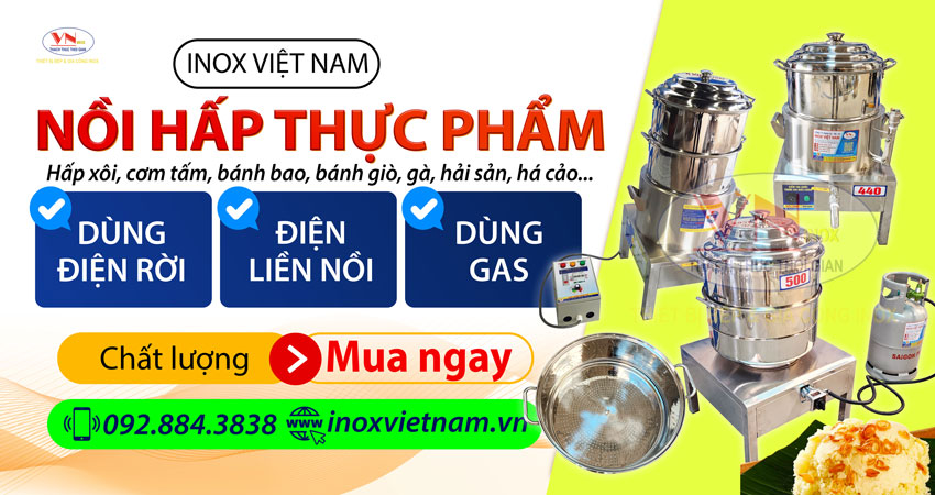 Mẫu nồi hấp thực phẩm đa năng sử dụng điện và nồi hấp công nghiệp sử dụng gas giúp khách hàng đa dạng nhiên liệu khi sử dụng