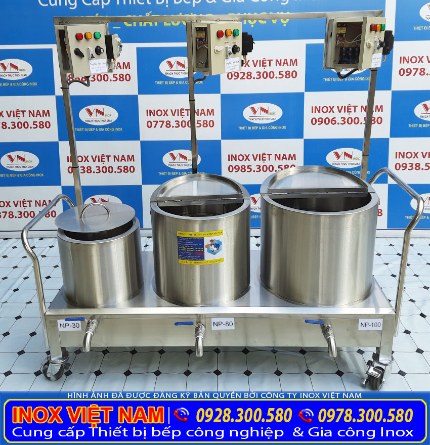 Bộ 3 Nồi Điện Nấu Phở Liền Bệ 30L – 80L – 100L giá tốt khi mua tại xưởng sản xuất Inox Việt Nam nha